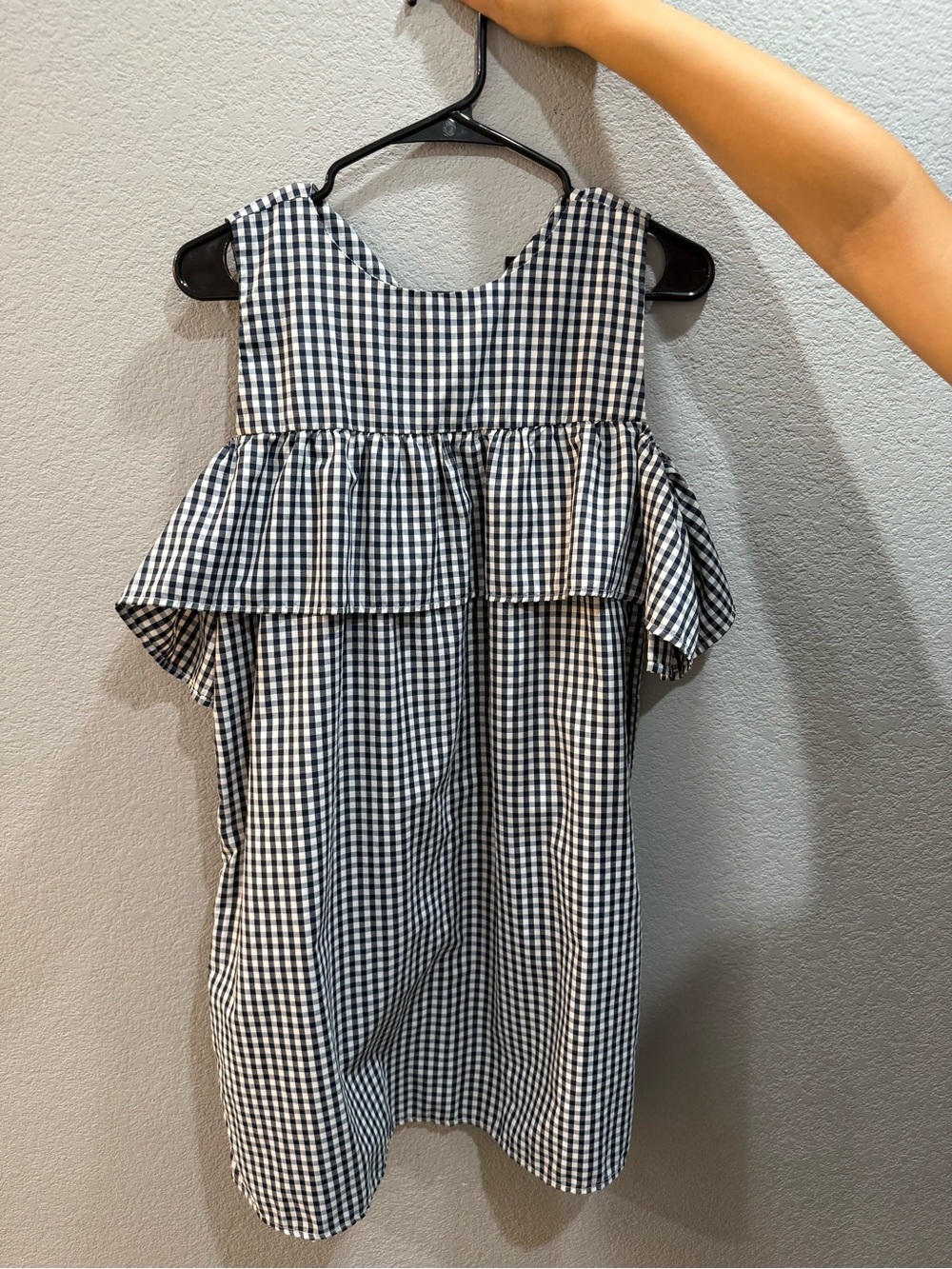 Style Envy Navy and White Gingham Ruffle Top
